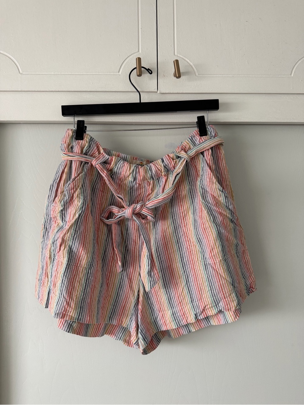 Marine Layer Pastel Multi-Striped Paperbag Shorts